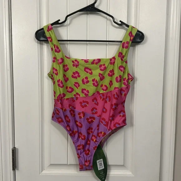 Farm Rio Maxi Leopard Patch One Piece Swimsuit Large - Picture 2 of 12